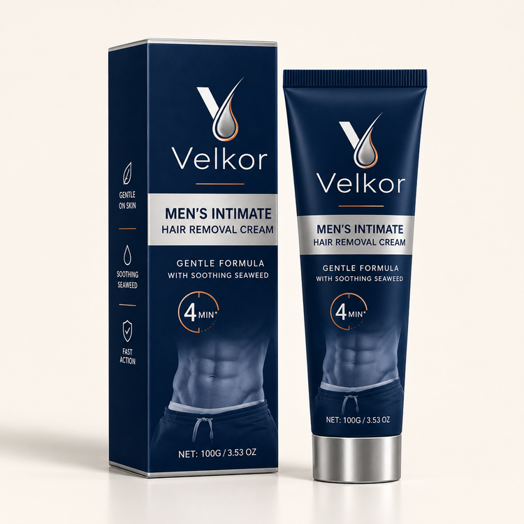 Coffret et tube de crème dépilatoire Velkor